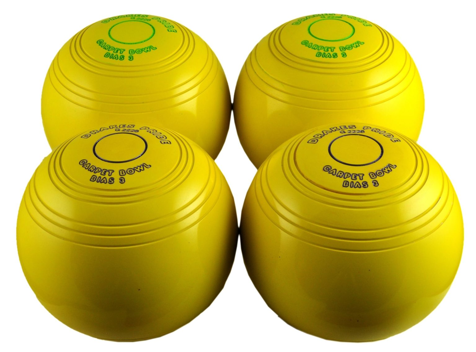 Drakes Pride Coloured Biassed Carpet Bowls Duke Bowls